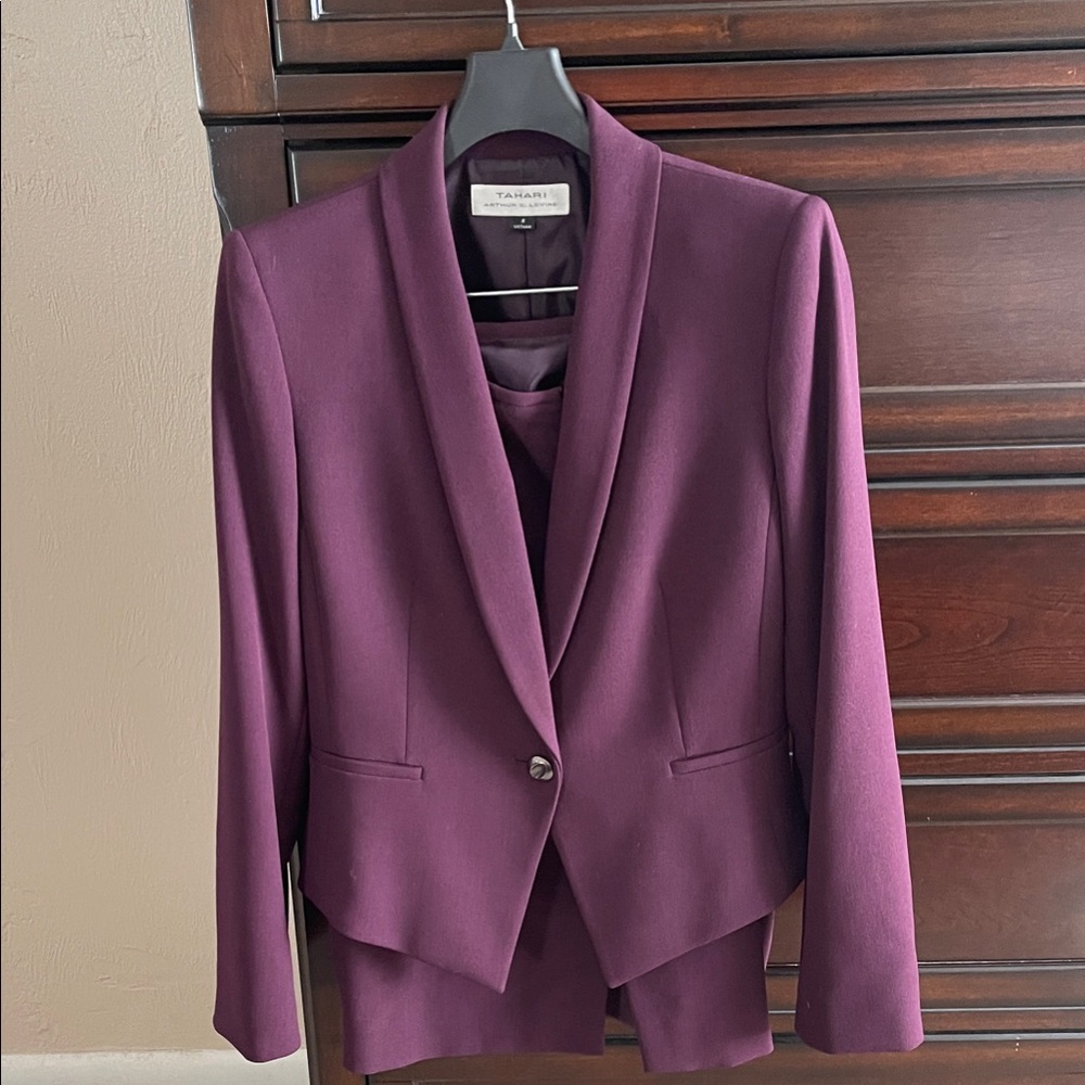 Chic Deep Purple Blazer and Skirt Set